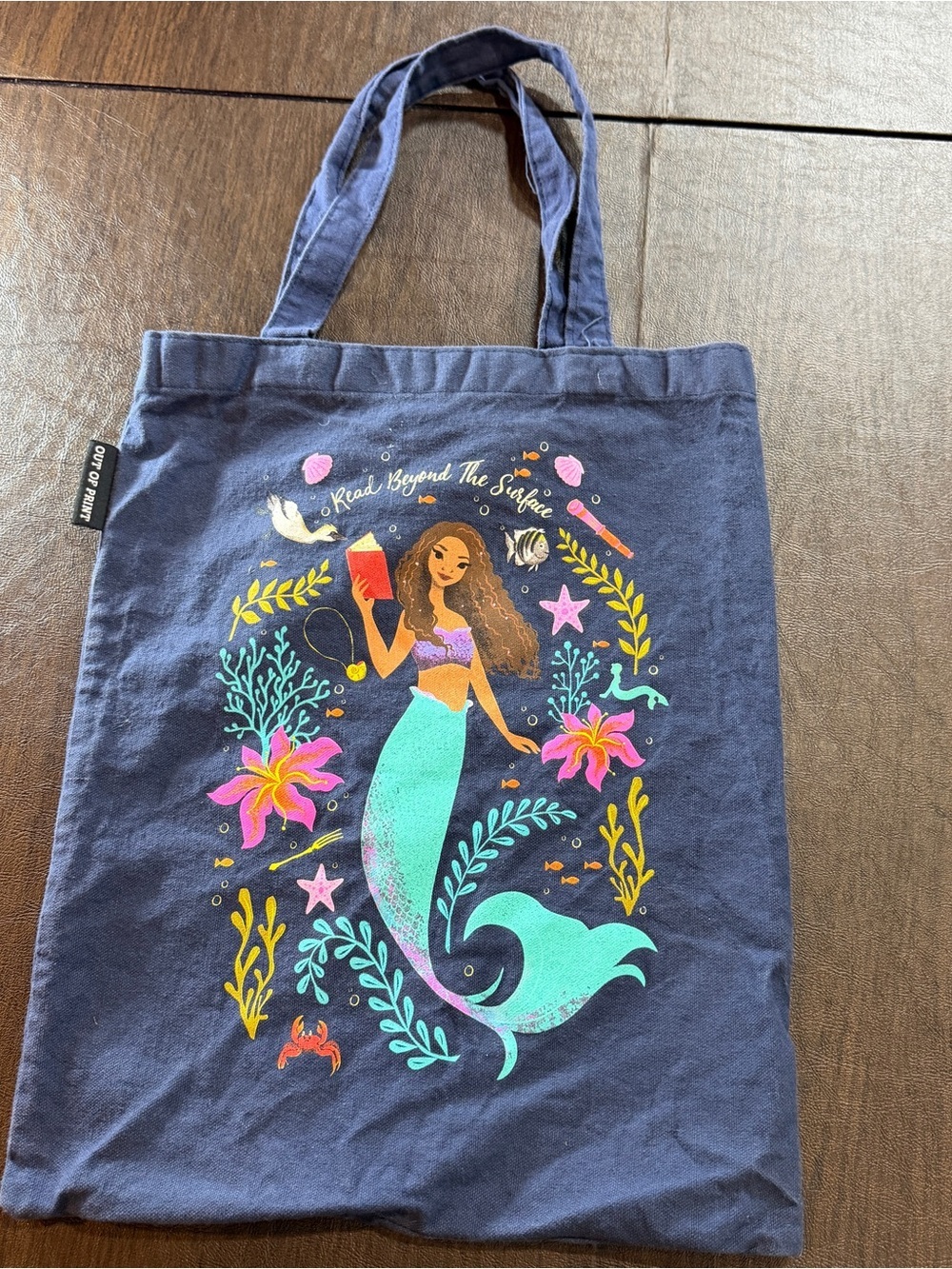 Read Beyond the Surface Navy Mermaid Tote Bag Sz S